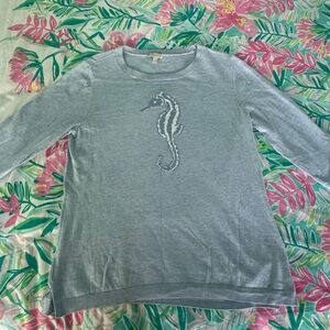 Talbots Light Blue Seahorse Sweater